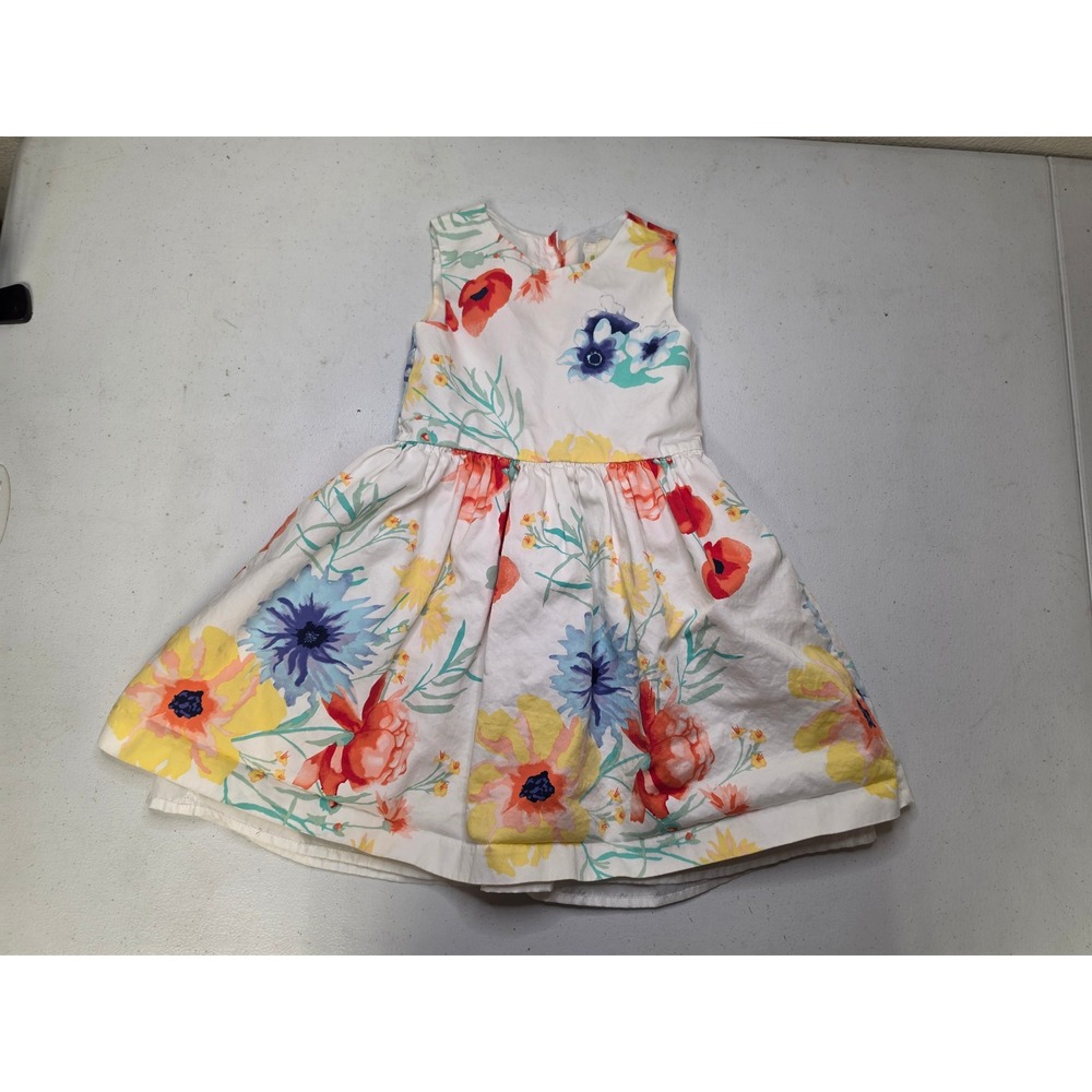 Crazy 8 Toddler Girls White Floral Sleeveless Fit & Flare Cotton Dress Size 5T